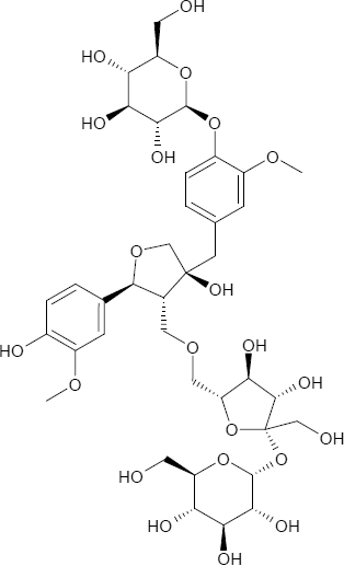 4-O-beta-D-Glucosyl-9-O-(6-deoxysaccharosyl)olivil