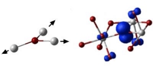 Displacement of hafnium atoms in the structure of hafnium oxide