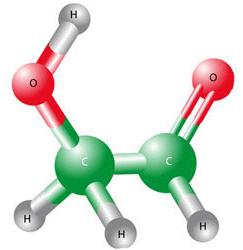 Modell des Moleküls Glycolaldehyd Modell des Moleküls Glycolaldehyd