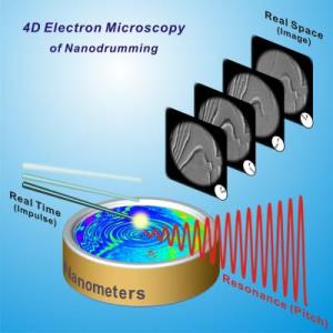 4-D electron microscopy used to visualize the nanodrumming phenomenon